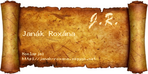 Janák Roxána névjegykártya